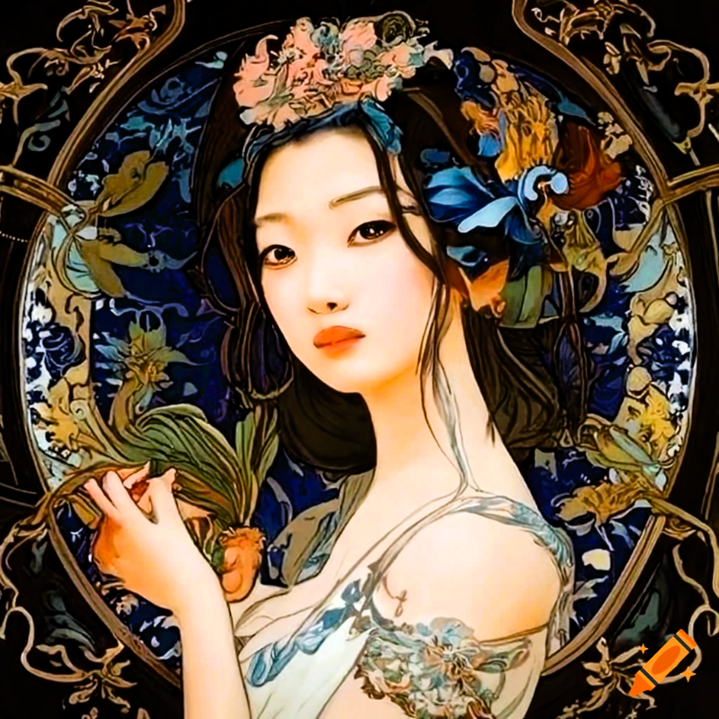 craiyon_084753_A_breathtaking_asian_princess_with_Dutch_blue_and_white__With_golden_tulips_in_Mucha_.png