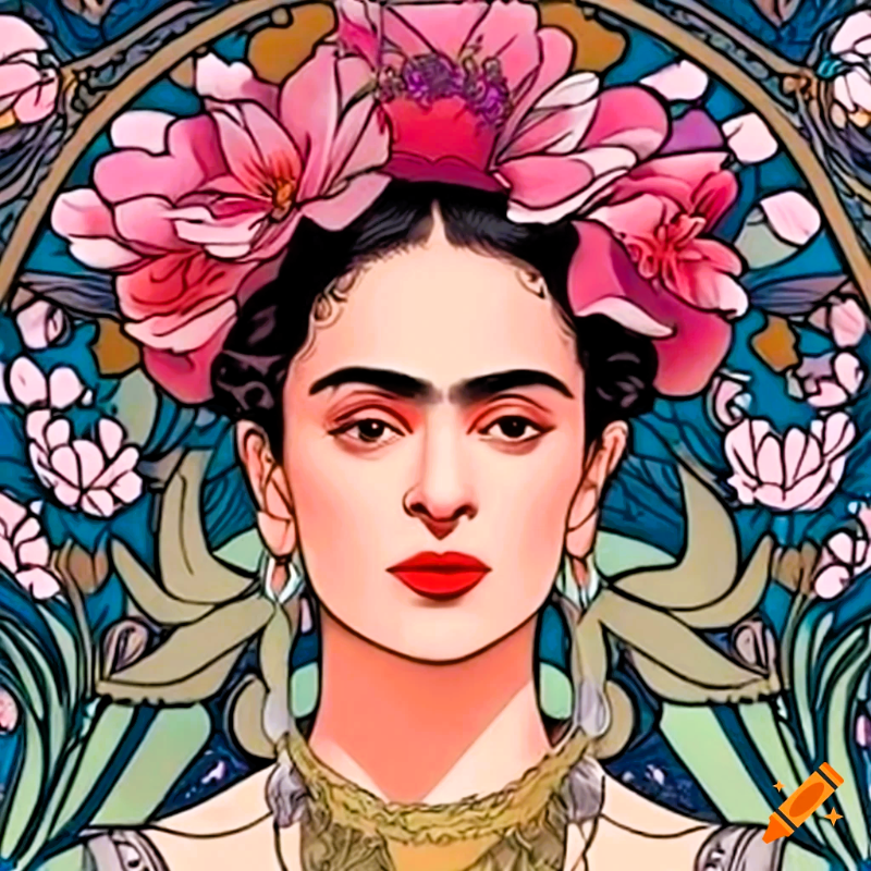 craiyon_103745_Beautiful_Salma_Hayek_as_Frida_Kahlo__1920_Style_Art_Nouveau_Fine_Art_By_Alphonse_Muc.png