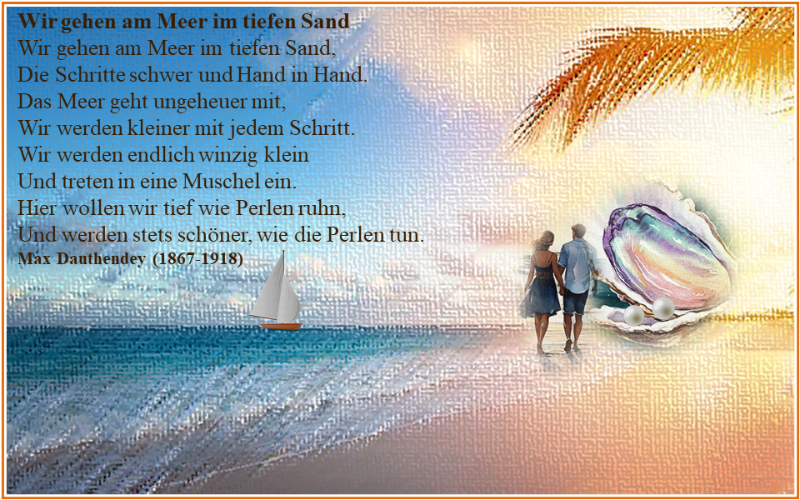 Wir gehen am Meer im tiefen Sand.png