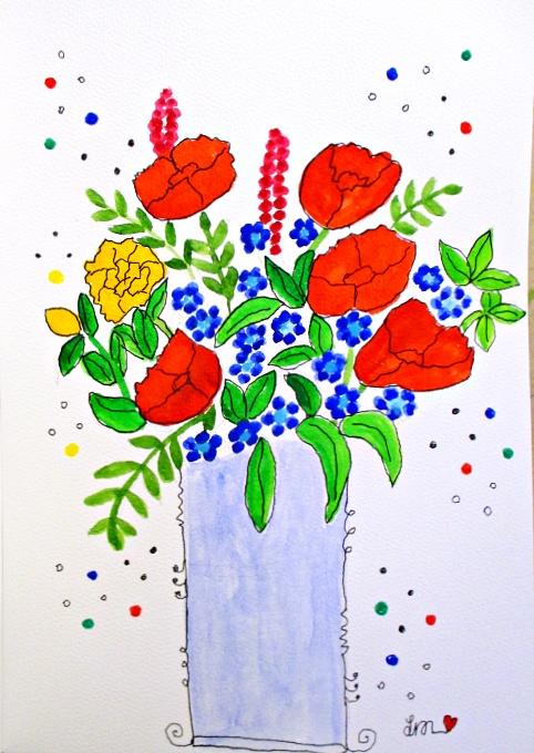 blumen bunt in vase blau.JPG