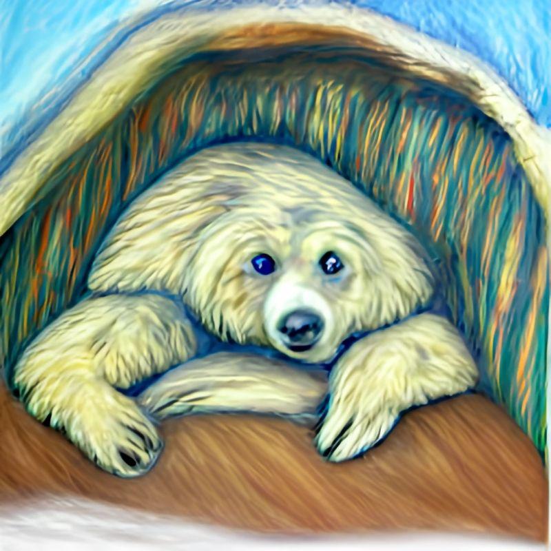 bear inside cave hibernation, winter, oil color,_.jpg